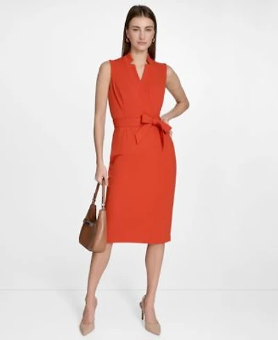 Calvin Klein Womens Sleeveless Midi Sheath Dress 0p 16