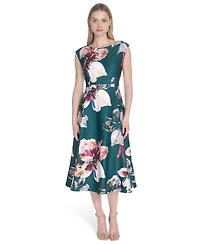 Calvin Klein Women's Short-Sleeve Midi A-Line Dress