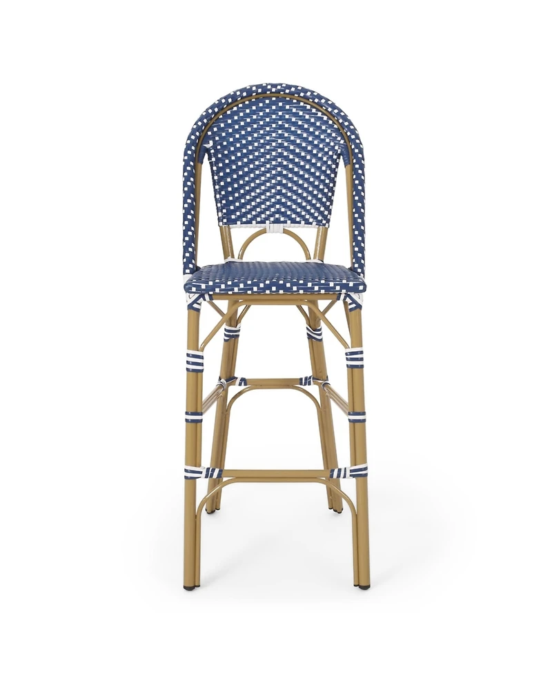 Streamdale Sleek Aluminum Bistro Barstools with Durable Poly Rattan Weave