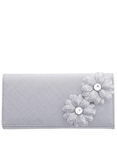 Nina Double Crystal Flower Slim Clutch Bag