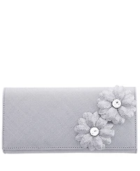 Nina Double Crystal Flower Slim Clutch Bag