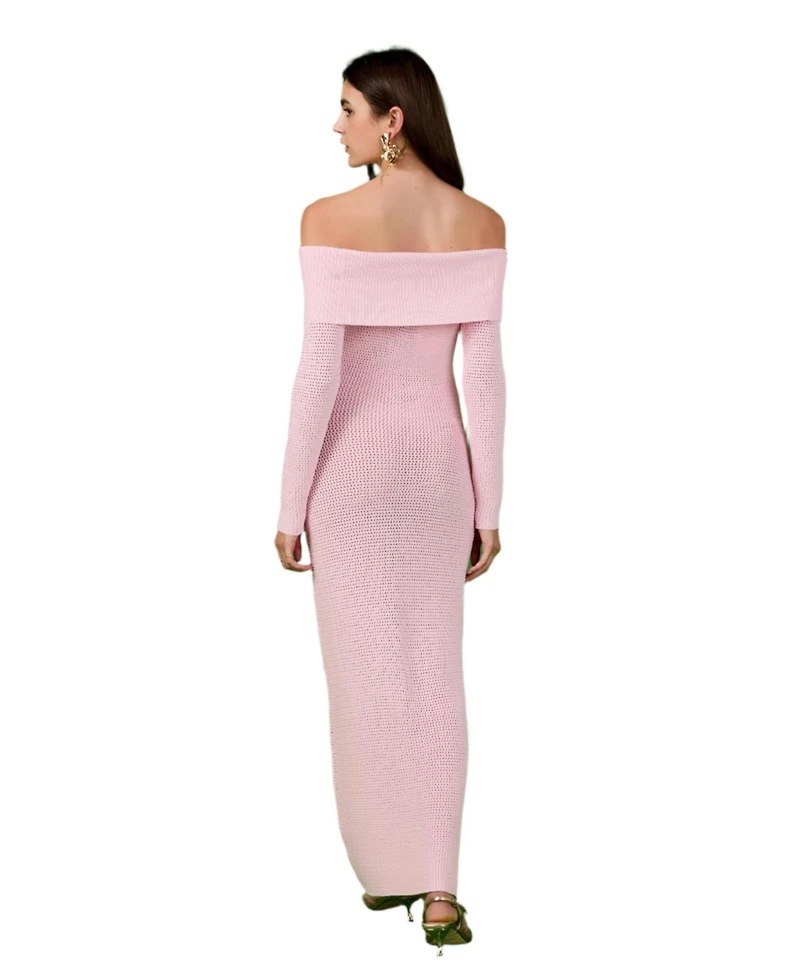 endless rose Women's Off Shoulder Long Sleeve Midi Dress