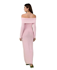 endless rose Women's Off Shoulder Long Sleeve Midi Dress
