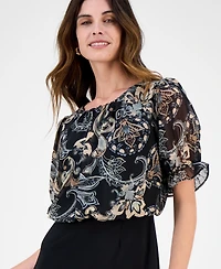 Connected Women's Chiffon-Overlay Sheath Dress