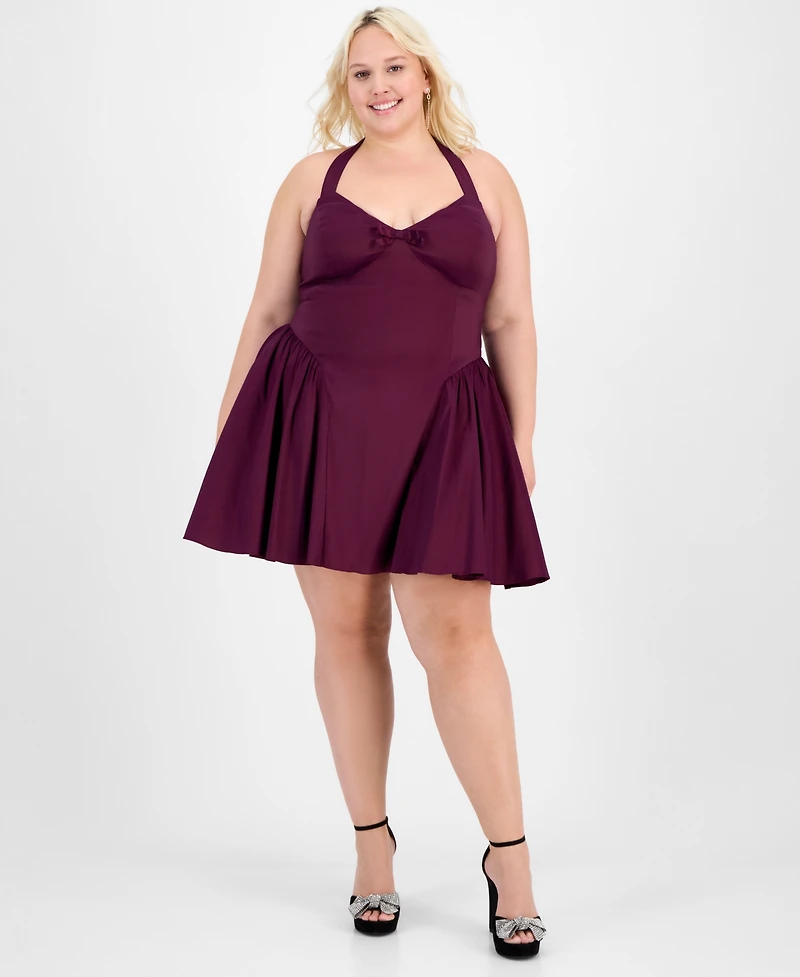 B Darlin Trendy Plus A-Line Halter Dress
