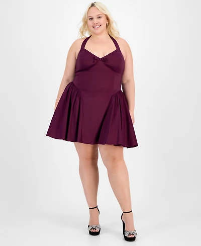 B Darlin Trendy Plus A-Line Halter Dress