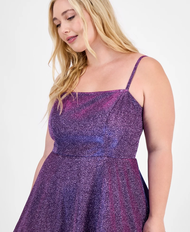 City Studios Trendy Plus Fit & Flare Glitter Dress