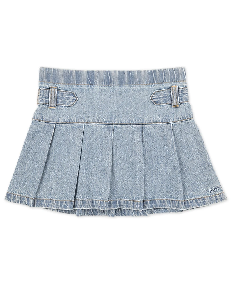abercrombie kids Girls Denim Pull Tab Pleated Skirt