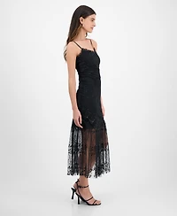 14th Place Juniors' Asymmetrical Lace Dress