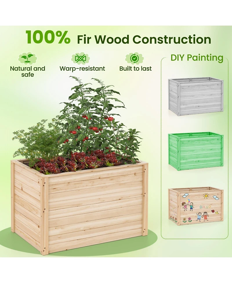 Wooden Raised Garden Bed Elevated Planter Box with Open-Ended Base