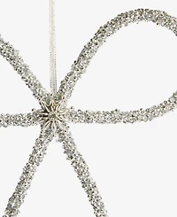 Holiday Lane Jeweled Classics Silver-Tone Glitter Bow Ornament, Macy's Exclusive