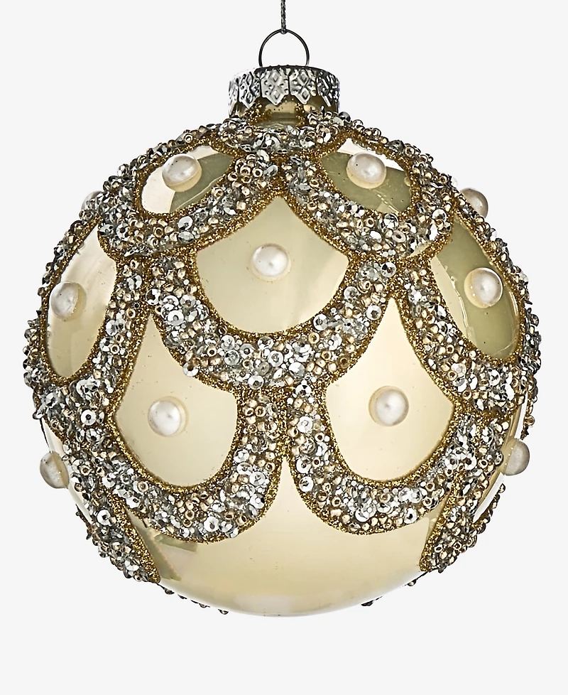 Holiday Lane Gilded Glamour Beaded Ball Ornament, Macy's Exclusive