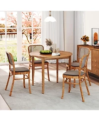 Slickblue Acacia Wood Round Outdoor Dining Table for 4 People