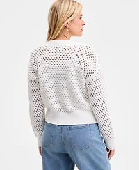 On 34th Women's Perforated Zip-Front Sweater Bomber, Exclusively at Macy's
