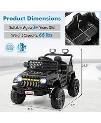 12V Kids Ride on Truck Car with Parental Remote and Music Player
