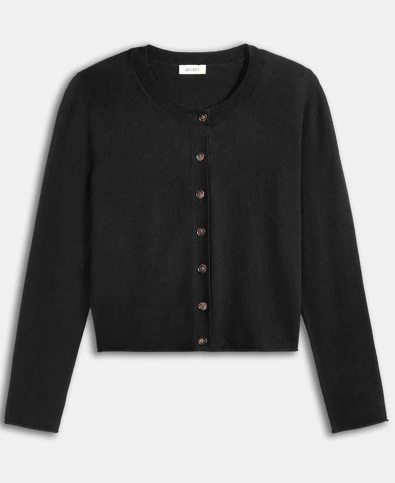 On 34th Women's Crewneck Button-Front Cardigan, Exclusively at Macy's