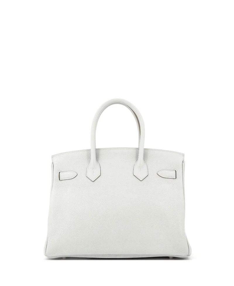 Pre-Owned HERMES Birkin 30 Handbag Grey Clemence with Palladium Hardware