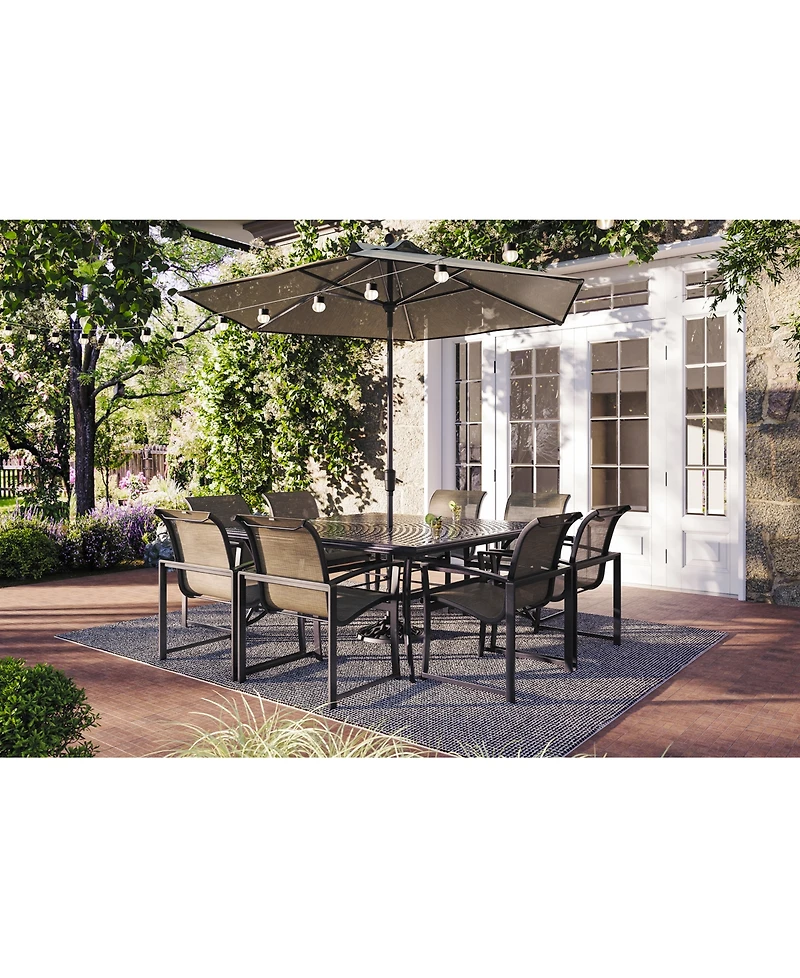 Wythburn Outdoor Dining 9pc Set (64" Square Table & 8 Sleek Sling Chairs), Created for Macy's