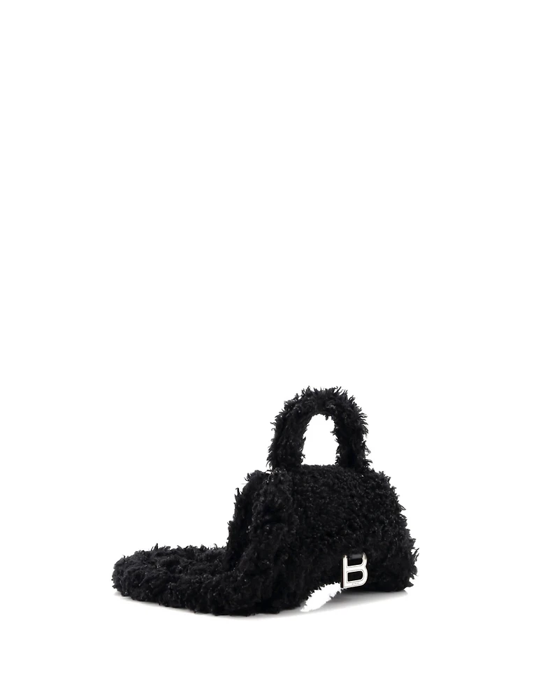 Pre-Owned Balenciaga Small Fluffy Hourglass Top Handle Bag Faux Fur