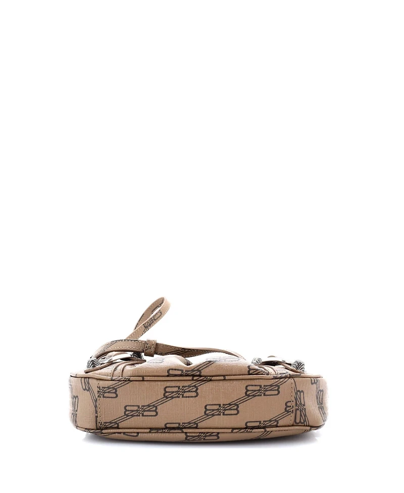 Pre-Owned Balenciaga Mini Le Cagole Giant Studs Shoulder Bag Bb Monogram Coated Canvas