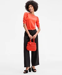 On 34th Women's Puff-Sleeve Crewneck Sweater, Exclusively at Macy's