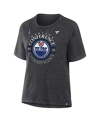 Fanatics Women's Heather Charcoal Edmonton Oilers 2025 Nhl Western Conference Champions Locker Room T-Shirt