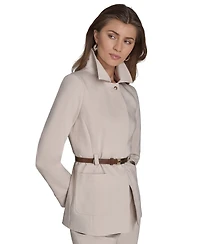 Halston Women's Faux-Leather Belted Stand-Collar Jacket