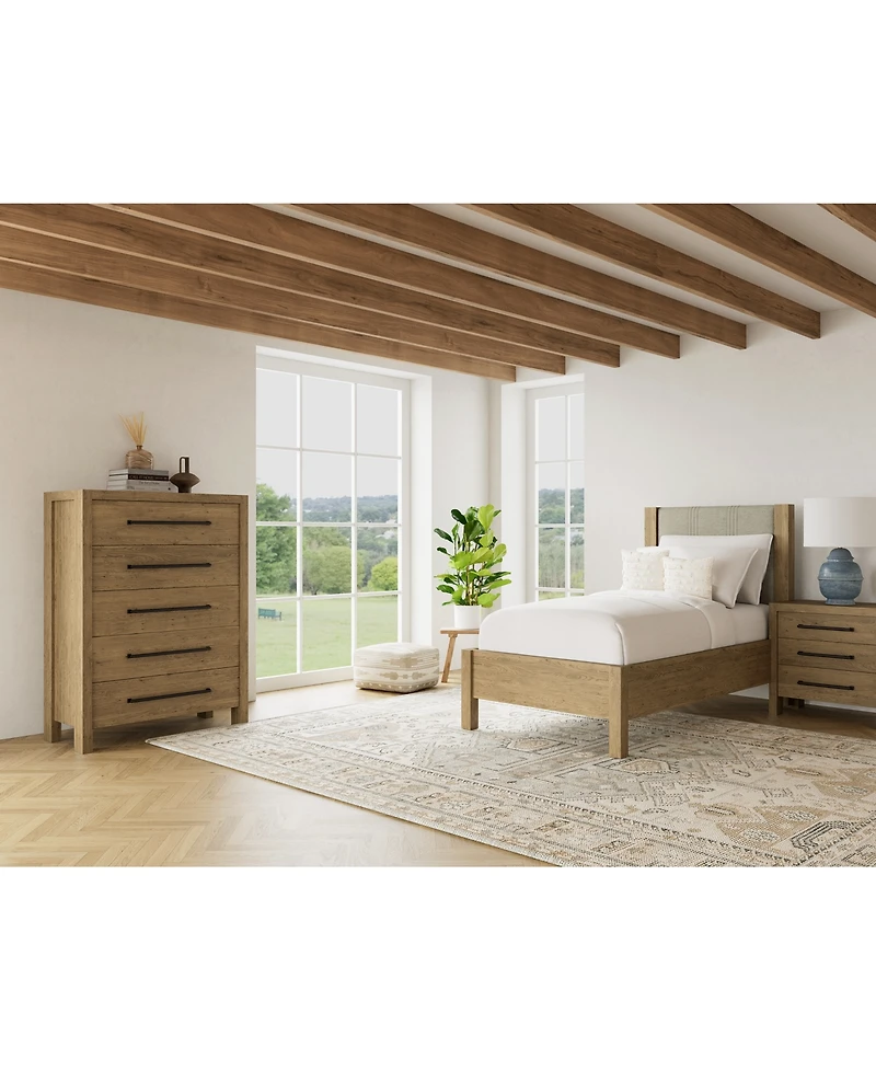 Davie 3-Pc. Twin Set (Upholstered Bed, Chest & 3-Drawer Nightstand)