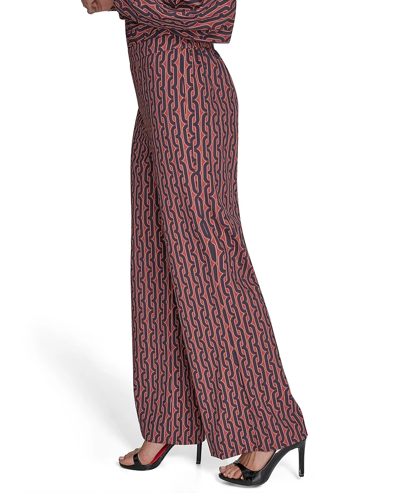 Halston Women's Commuter Printed Wide-Leg Pants