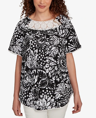 Ruby Rd. Petite Batik Island Paisley Scoop Neck T Shirt