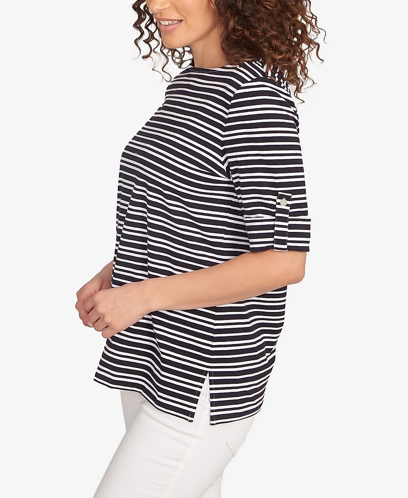 Ruby Rd. Petite Variegated Stripe Knit T Shirt