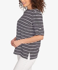 Ruby Rd. Petite Variegated Stripe Knit T Shirt