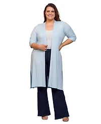 24seven Comfort Apparel Plus Knee Length Duster Cardigan Sweater