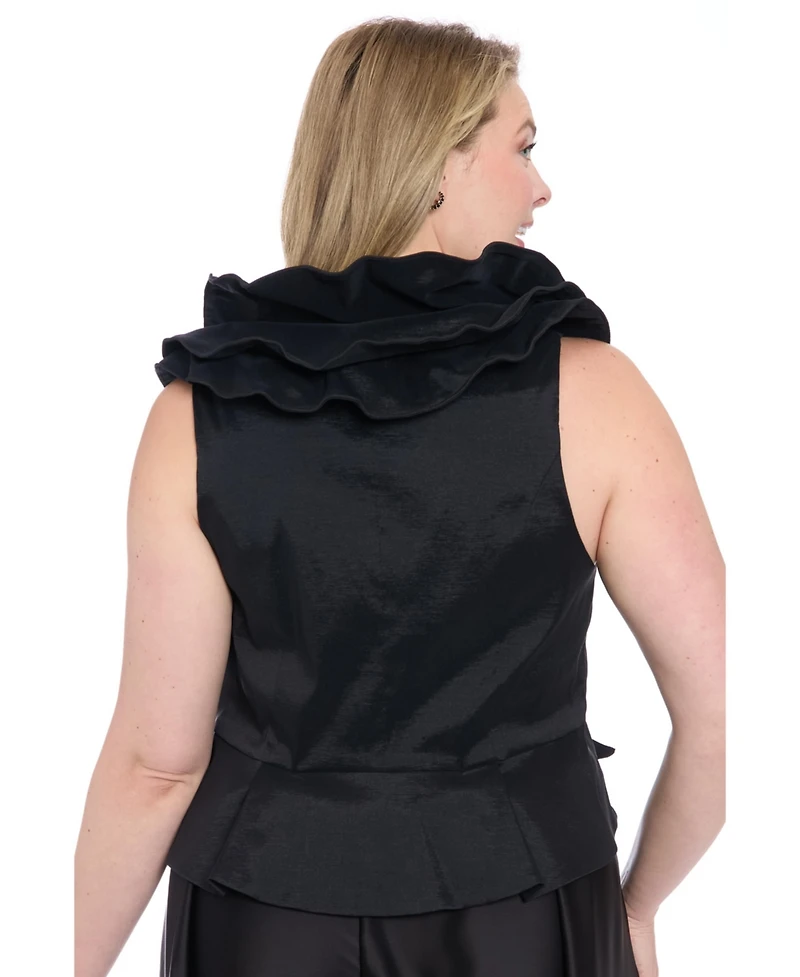 Muse Plus Sleeveless Knot-Front Taffeta Top