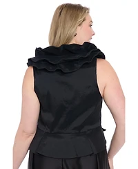 Muse Plus Sleeveless Knot-Front Taffeta Top