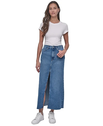 Dkny Jeans Women's High Rise Cotton Denim Maxi Skirt - Jee