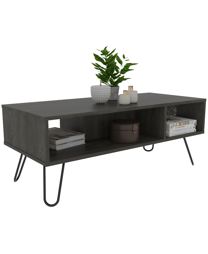 Depot E-shop Vassel Coffee Table, Four Legs, Two Shelves, Espresso