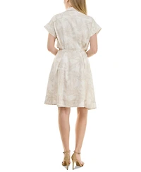 Taylor Women's Short-Sleeve Sash-Tie A-Line Dress