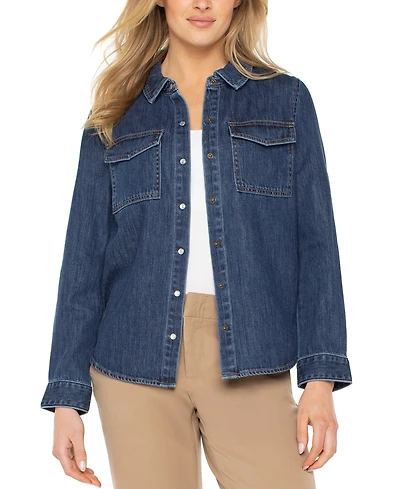 Liverpool Los Angeles Women's Denim Button-Down Shirt