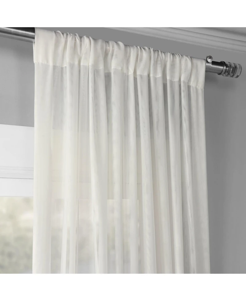 Half Price Drapes Double Layered Off White Sheer Curtain