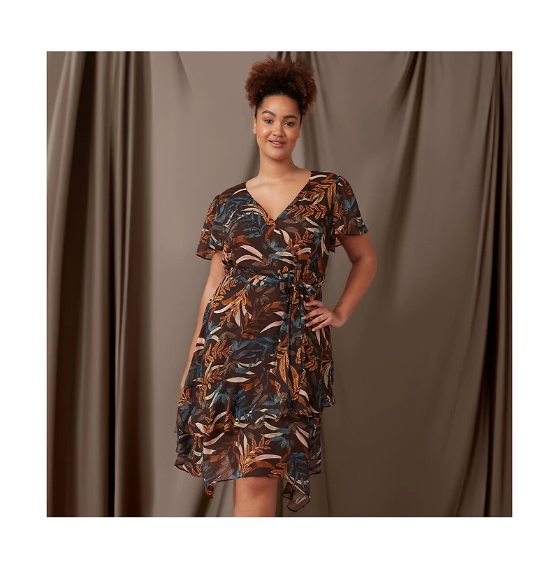 Dream Glow Faux-Wrap Dress