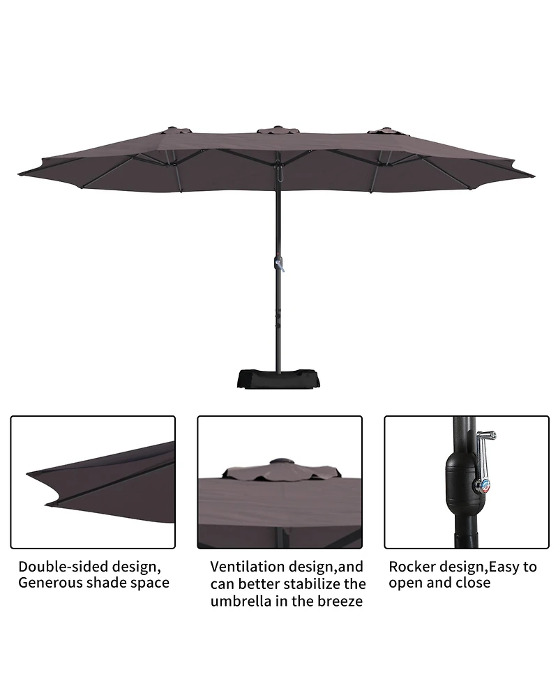 15 Ft Patio Umbrella with Base Included Outdoor Double-sided Umbrella Extra Large Patio Umbrella Patio Table Umbrella for Patio With Base