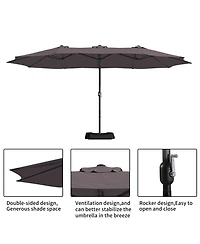15 Ft Patio Umbrella with Base Included Outdoor Double-sided Umbrella Extra Large Patio Umbrella Patio Table Umbrella for Patio With Base