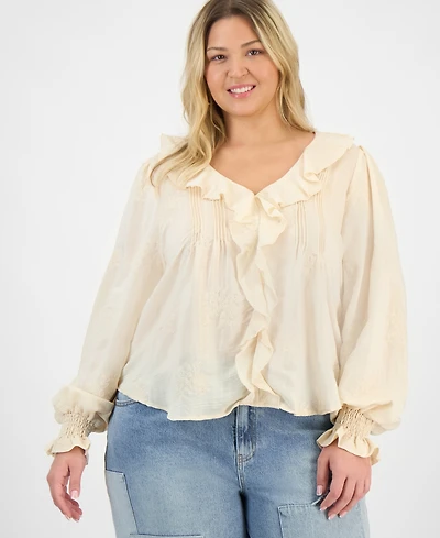 And Now This Trendy Plus Embroidered Balloon-Sleeve Blouse, Macy's Exclusive