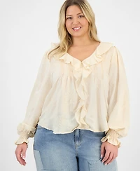 And Now This Trendy Plus Embroidered Balloon-Sleeve Blouse, Macy's Exclusive