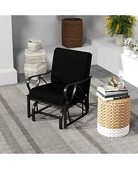 Slickblue Patio Glider Rocking Chair with Thick Cushion and Curved Armrest