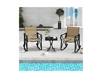 3 Piece Patio Rocking Set with Smooth Motion Outdoor Rocker Chair Bistro
