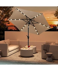 Slickblue Led Lighted Solar Patio Umbrella with Crank Mechanism – Perfect for Backyard, Poolside, or Balcony