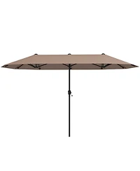 Extra Wide Patio Market Umbrella Double-Sided with Crank for Outdoor Tables