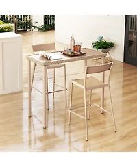 Slickblue Outdoor Patio Bar Table Heavy Duty Rectangle Metal Frame